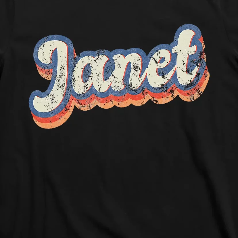 Janet Personalized Name Custom Lettering 70S T-Shirt