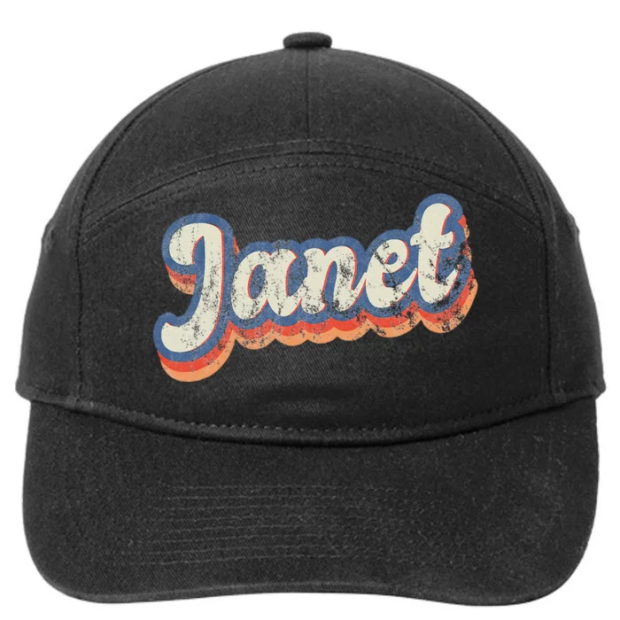 Janet Personalized Name Custom Lettering 70S 7-Panel Snapback Hat