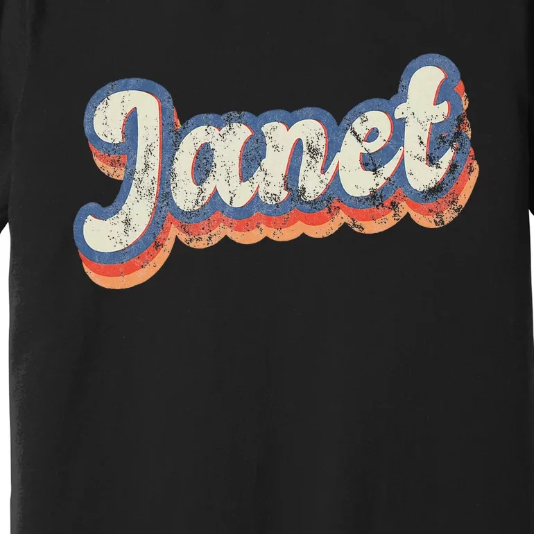 Janet Personalized Name Custom Lettering 70S Premium T-Shirt