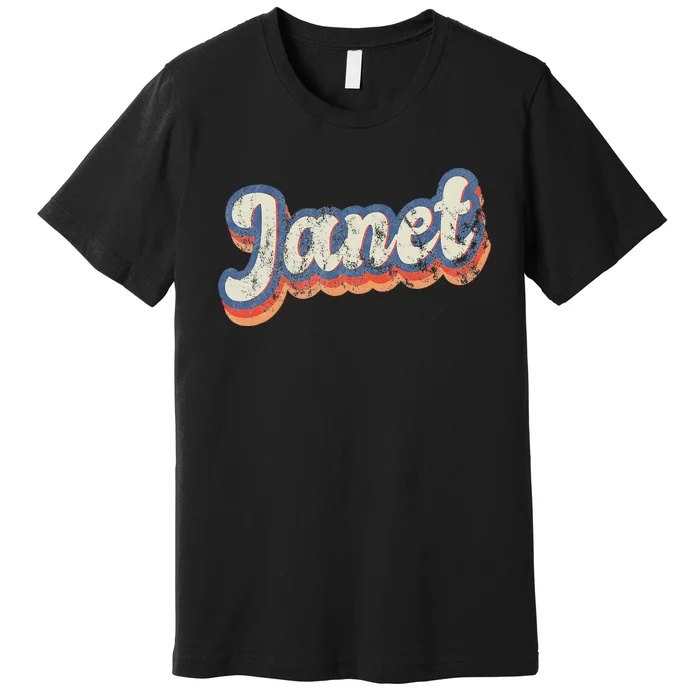 Janet Personalized Name Custom Lettering 70S Premium T-Shirt