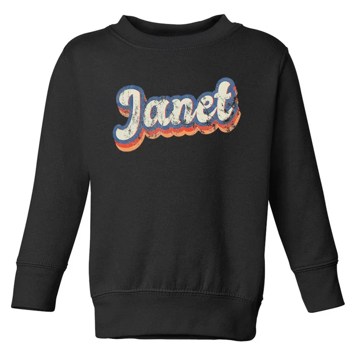 Janet Personalized Name Custom Lettering 70S Toddler Sweatshirt