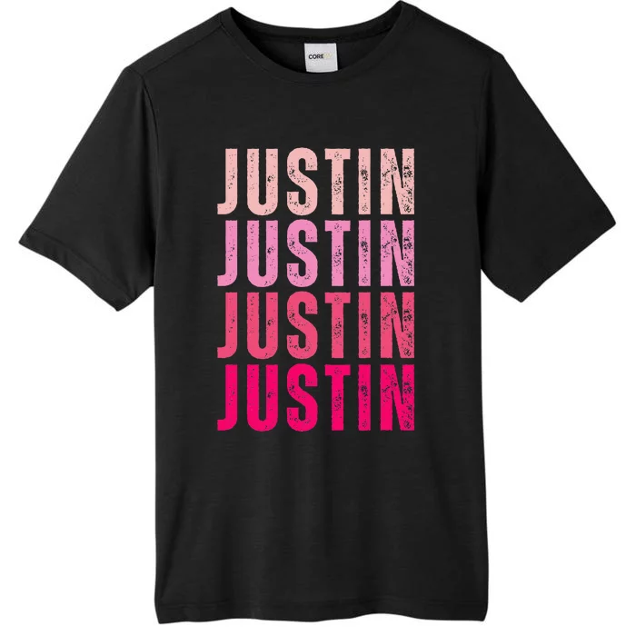 Justin Personalized Name I Love Justin ChromaSoft Performance T-Shirt