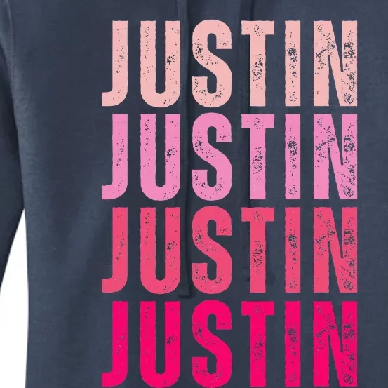 Justin Personalized Name I Love Justin Women's Pullover Hoodie