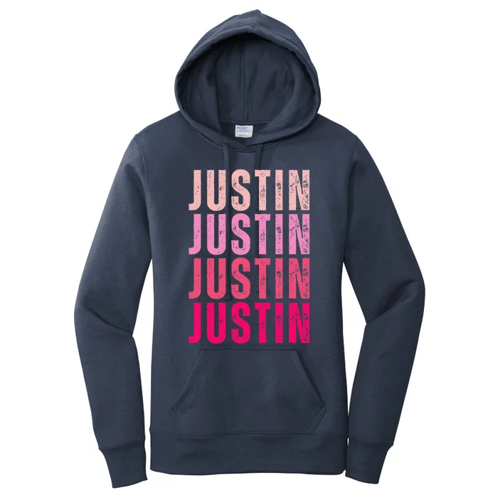 Justin Personalized Name I Love Justin Women's Pullover Hoodie