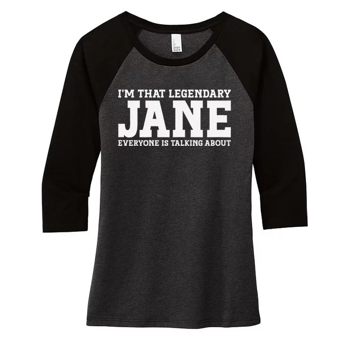 Jane Personal Name Women Girl Funny Jane Women's Tri-Blend 3/4-Sleeve Raglan Shirt