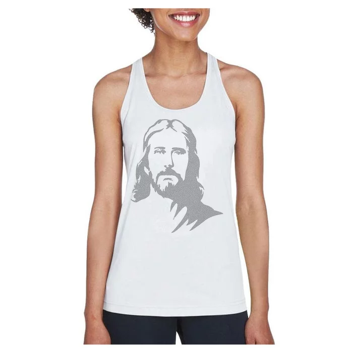 Jesus Portrait Outline Women's Racerback Tank