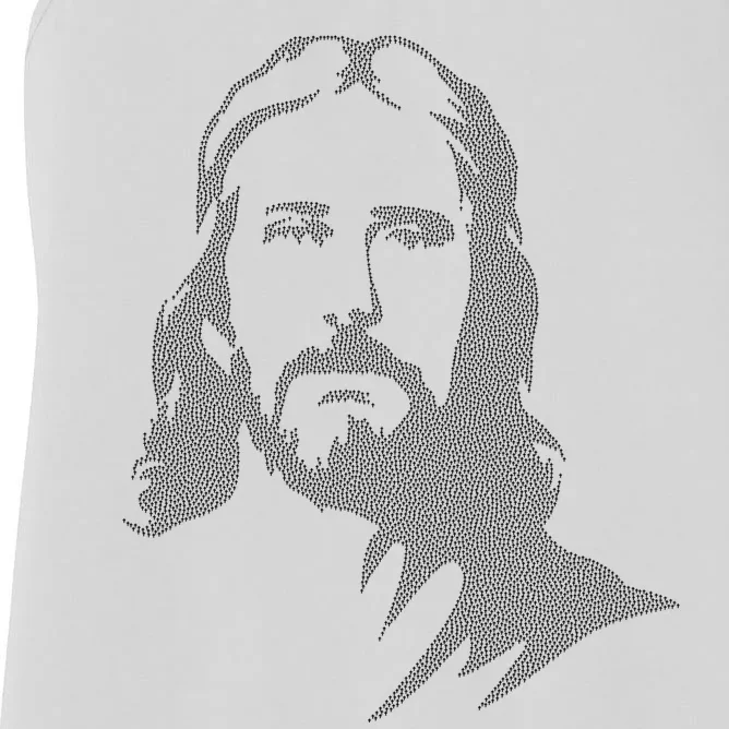 Jesus Portrait Outline Women's Racerback Tank