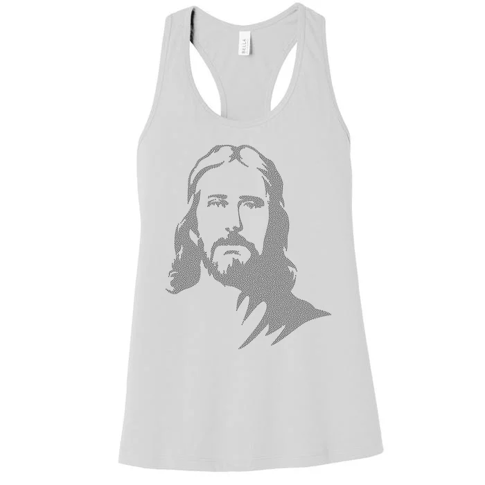 Jesus Portrait Outline Women's Racerback Tank