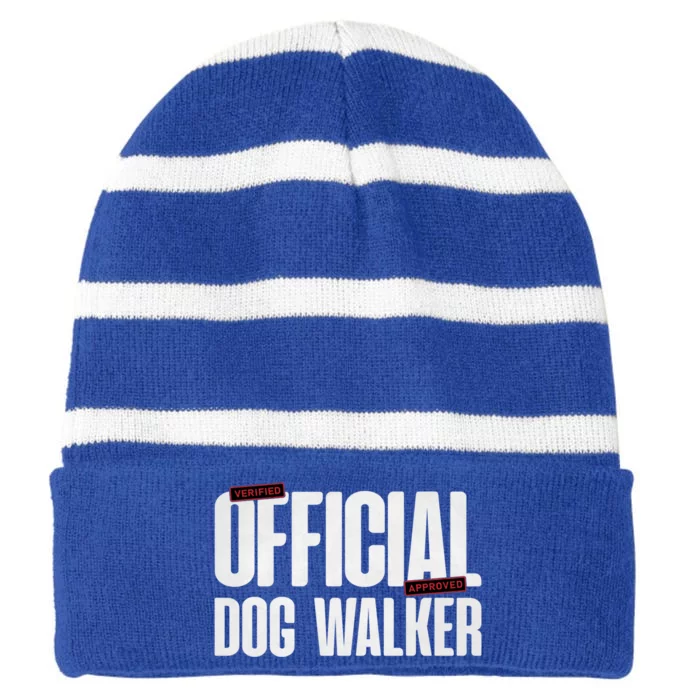 Joke Pet Owner Humor Dog Walker Training Dog Lovers Gift Striped Beanie with Solid Band