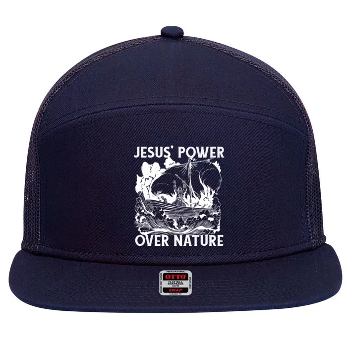 Jesus's Power Over Nature 7 Panel Mesh Trucker Snapback Hat