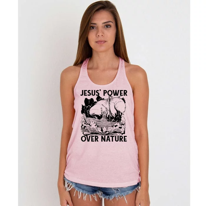 Jesus's Power Over Nature Women's Knotted Racerback Tank