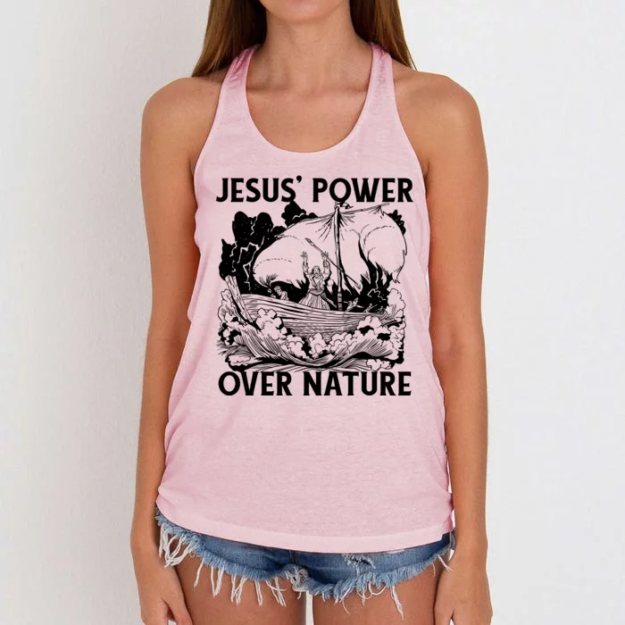 Jesus's Power Over Nature Women's Knotted Racerback Tank