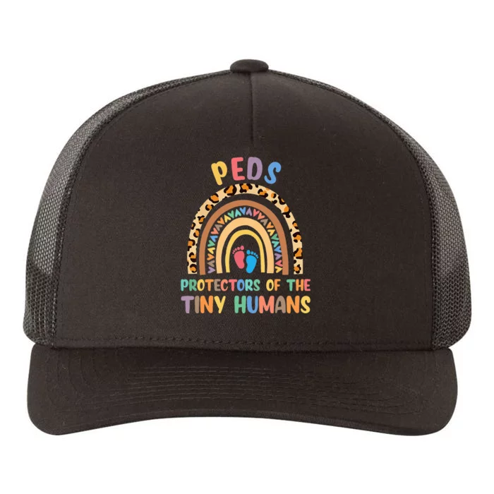 J8w0 Peds Protectors Of Tiny Humans Rainbow Pediatrics Nurse Yupoong Adult 5-Panel Trucker Hat