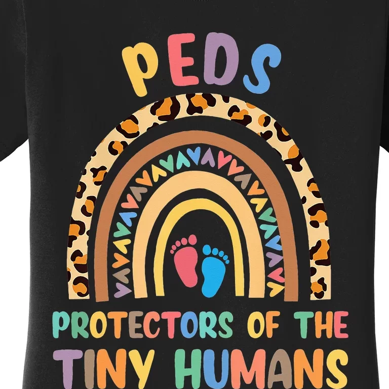 J8w0 Peds Protectors Of Tiny Humans Rainbow Pediatrics Nurse Women's T-Shirt