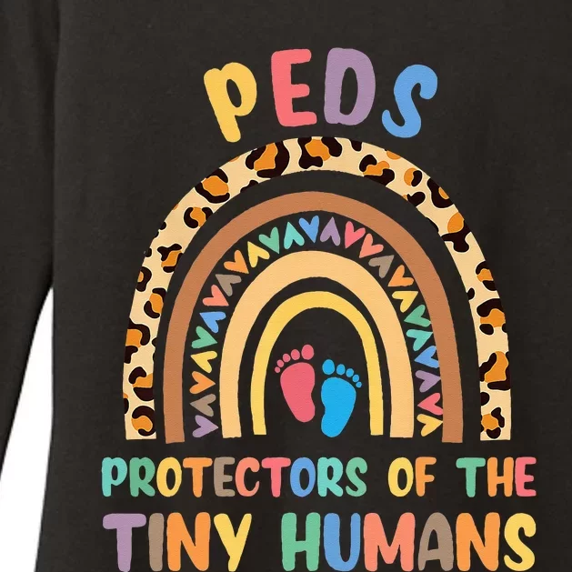 J8w0 Peds Protectors Of Tiny Humans Rainbow Pediatrics Nurse Womens CVC Long Sleeve Shirt