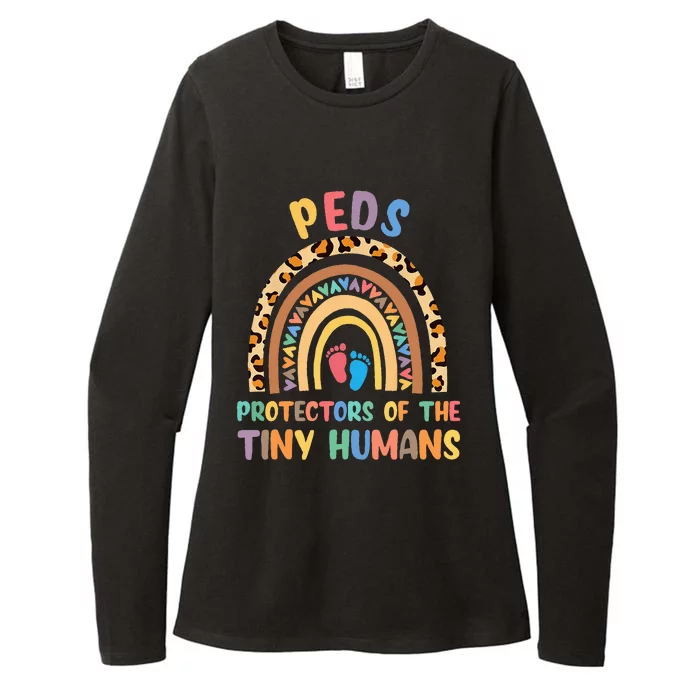 J8w0 Peds Protectors Of Tiny Humans Rainbow Pediatrics Nurse Womens CVC Long Sleeve Shirt