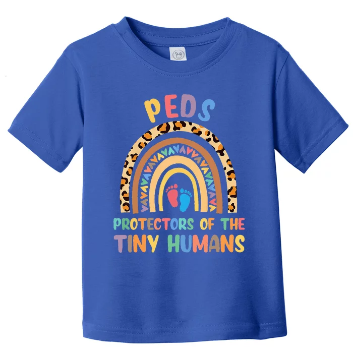 J8w0 Peds Protectors Of Tiny Humans Rainbow Pediatrics Nurse Toddler T-Shirt