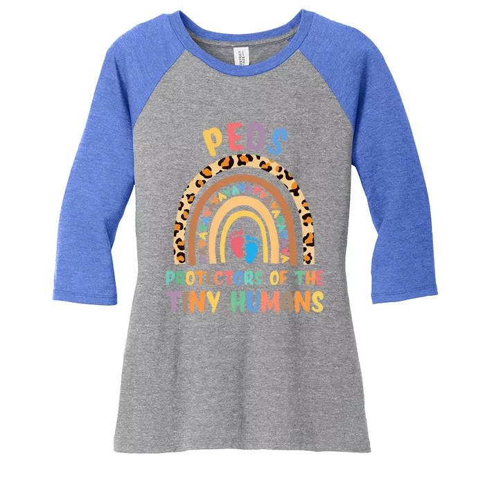 J8w0 Peds Protectors Of Tiny Humans Rainbow Pediatrics Nurse Women's Tri-Blend 3/4-Sleeve Raglan Shirt