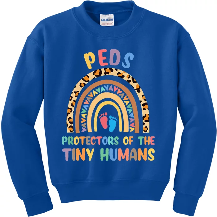 J8w0 Peds Protectors Of Tiny Humans Rainbow Pediatrics Nurse Kids Sweatshirt