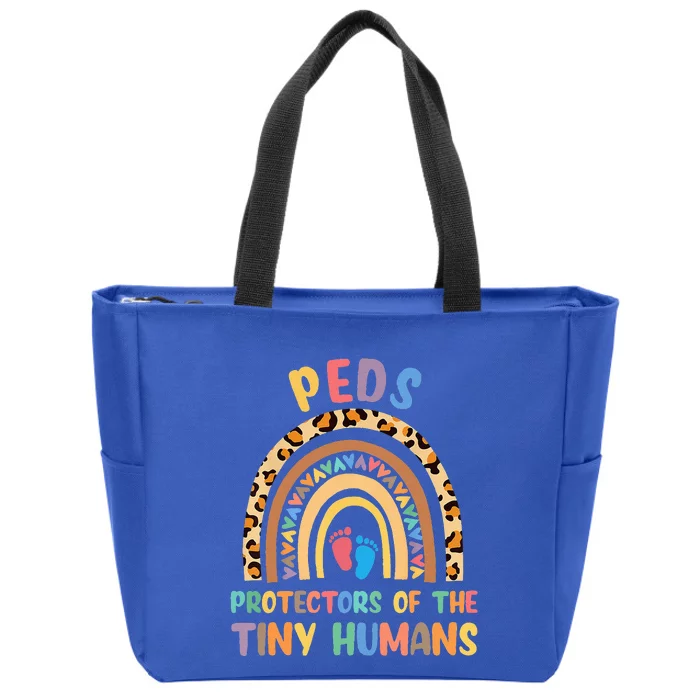 J8w0 Peds Protectors Of Tiny Humans Rainbow Pediatrics Nurse Zip Tote Bag