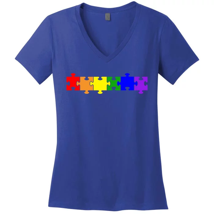 Jigsaw Puzzle Pieces Gift Women's V-Neck T-Shirt