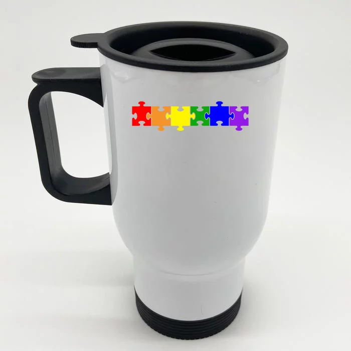 Jigsaw Puzzle Pieces Gift Front & Back Stainless Steel Travel Mug