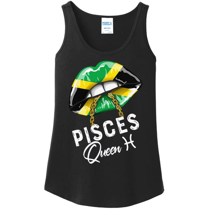 Jamaica Pisces Queen Zodiac Birthday Jamaican Wo Lips Ladies Essential Tank