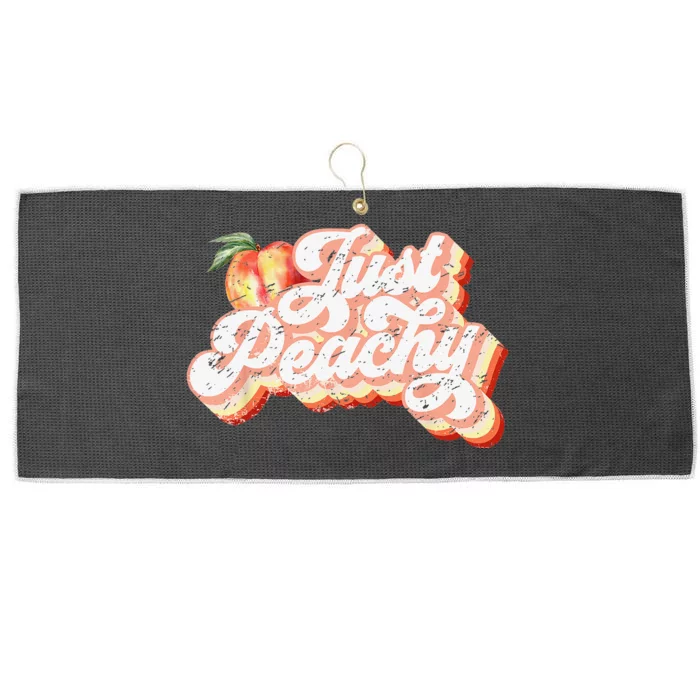 Just Peachy Retro 70s Georgia Peaches Summer Fruit Large Microfiber Waffle Golf Towel