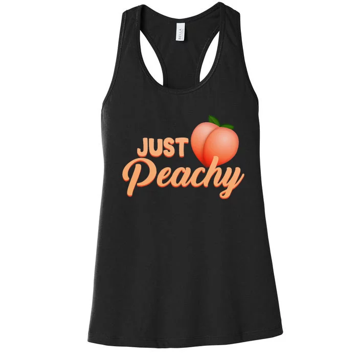 Just Peachy Retro 70s Georgia Summer Fruit Hippie Peaches Women's Racerback Tank