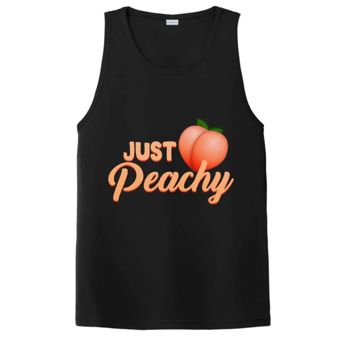 Just Peachy Retro 70s Georgia Summer Fruit Hippie Peaches Performance Tank