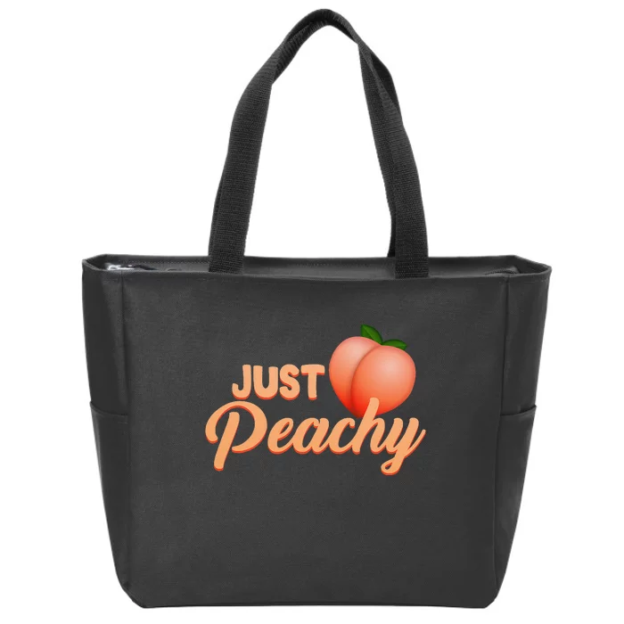 Just Peachy Retro 70s Georgia Summer Fruit Hippie Peaches Zip Tote Bag