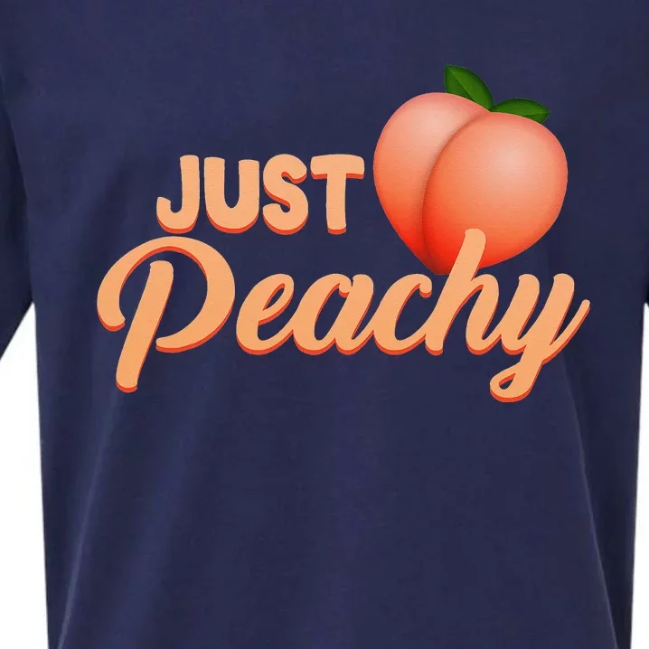 Just Peachy Retro 70s Georgia Summer Fruit Hippie Peaches Sueded Cloud Jersey T-Shirt