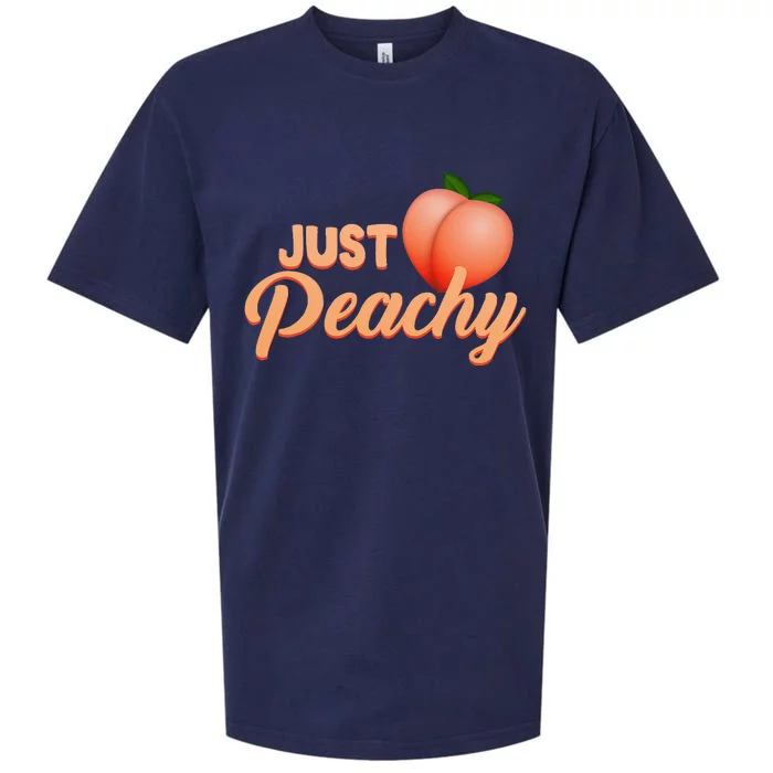 Just Peachy Retro 70s Georgia Summer Fruit Hippie Peaches Sueded Cloud Jersey T-Shirt