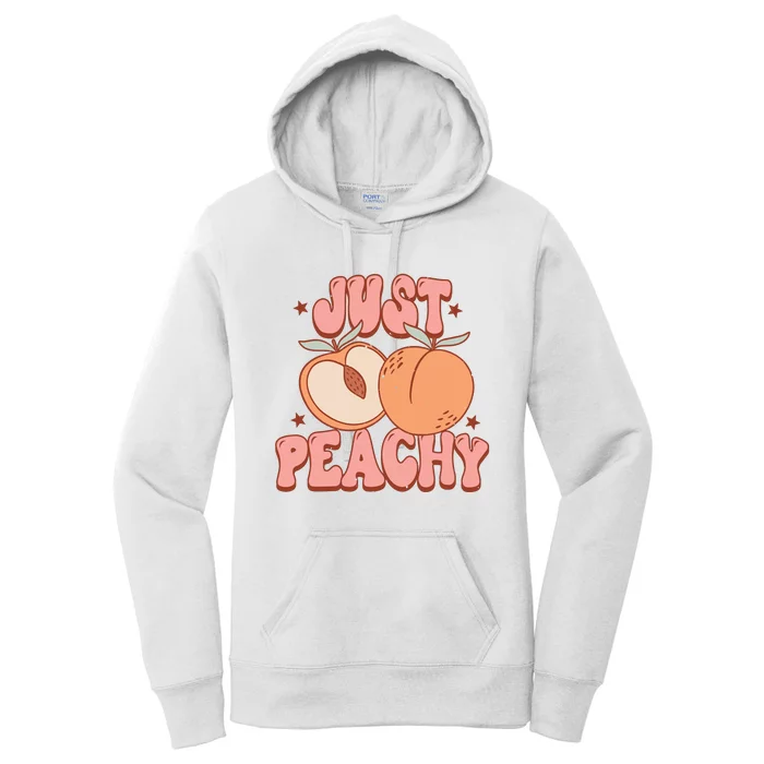 Just Peachy Retro 70s Georgia Peaches Summer Fruit Women's Pullover Hoodie