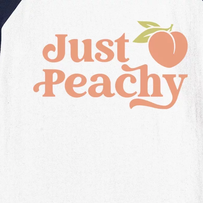 Just Peachy Retro 70s Georgia Peaches Summer Fruit Baseball Sleeve Shirt