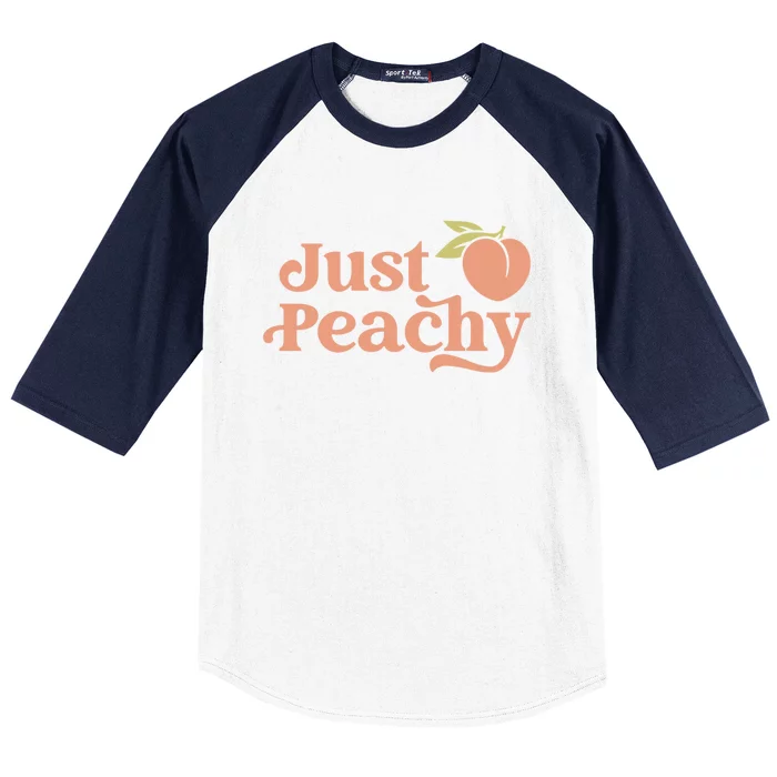 Just Peachy Retro 70s Georgia Peaches Summer Fruit Baseball Sleeve Shirt