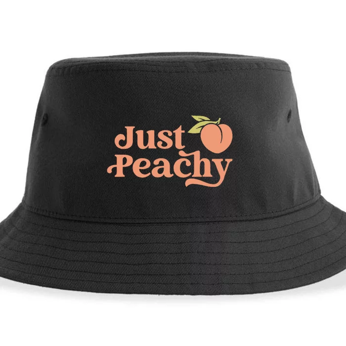 Just Peachy Retro 70s Georgia Peaches Summer Fruit Sustainable Bucket Hat