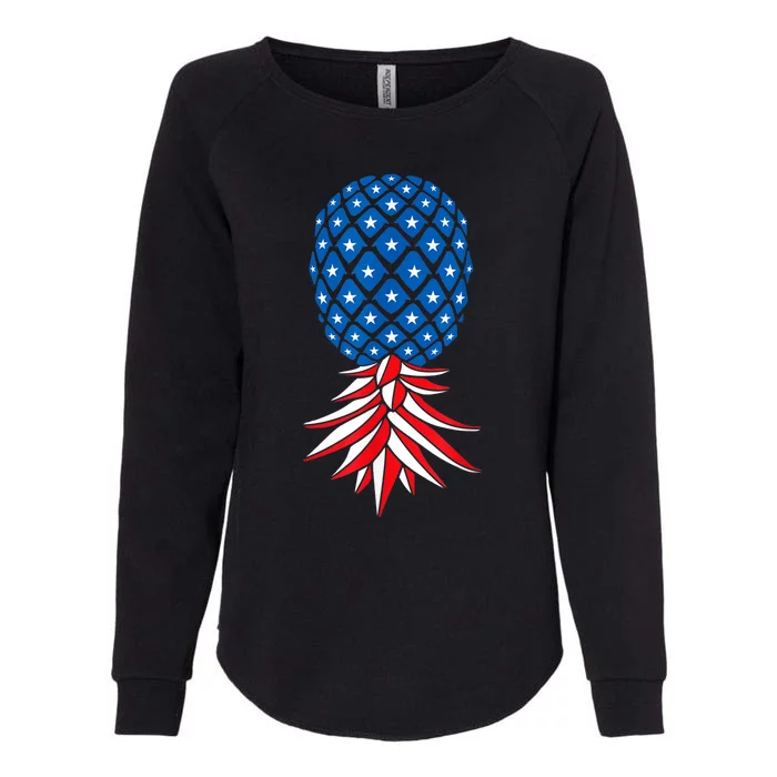 July Patriotic Red White Blue Upside Down Pineapple Swinger Womens California Wash Sweatshirt