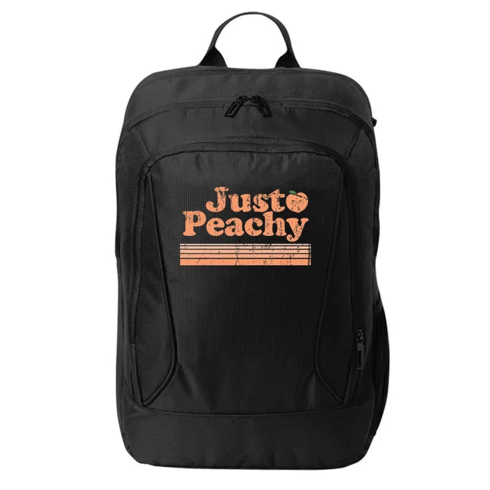 Just Peachy Retro 70s Georgia Peaches Summer Fruit City Backpack