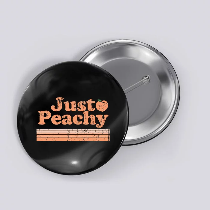 Just Peachy Retro 70s Georgia Peaches Summer Fruit Button