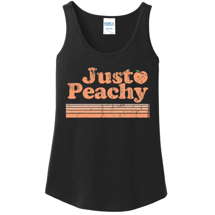 Just Peachy Retro 70s Georgia Peaches Summer Fruit Ladies Essential Tank