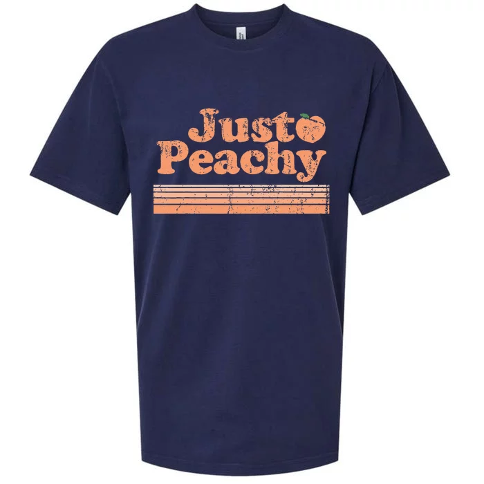 Just Peachy Retro 70s Georgia Peaches Summer Fruit Sueded Cloud Jersey T-Shirt