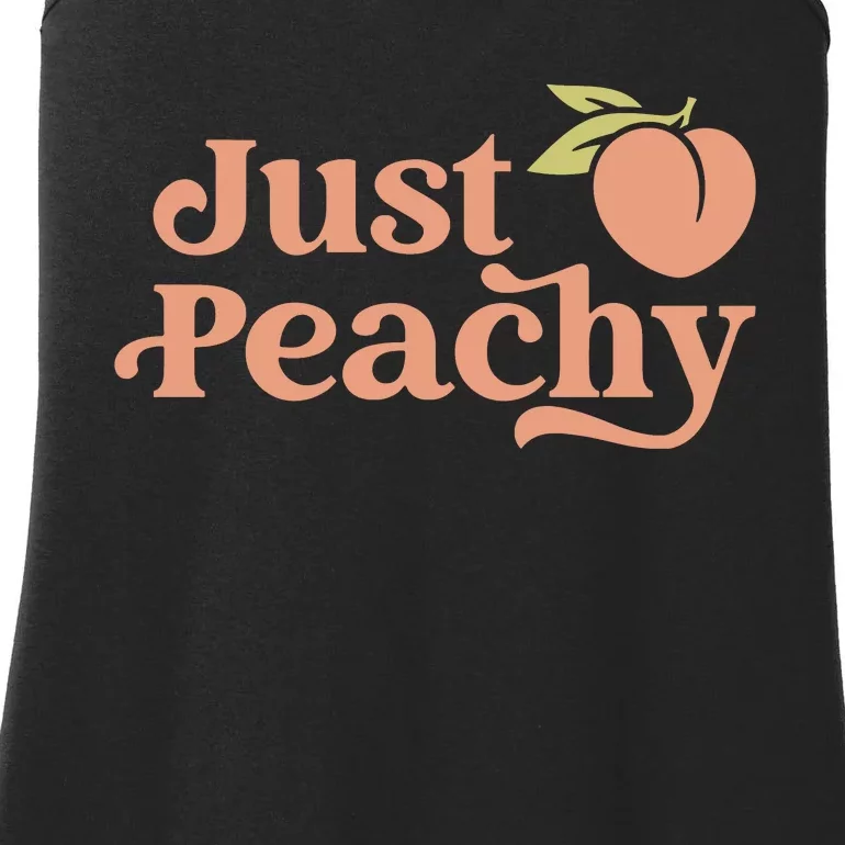 Just Peachy Retro 70s Georgia Peaches Summer Fruit Ladies Essential Tank