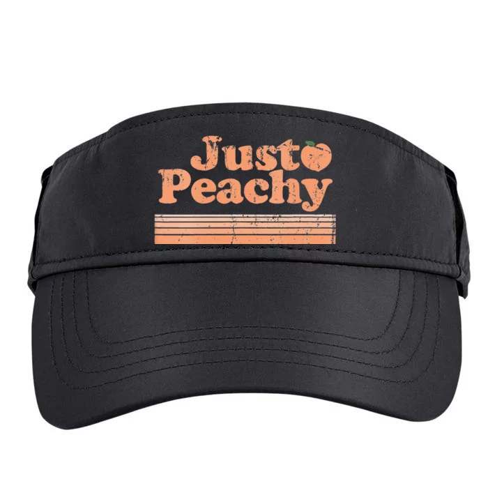 Just Peachy Retro 70s Georgia Peaches Summer Fruit Vneck Adult Drive Performance Visor