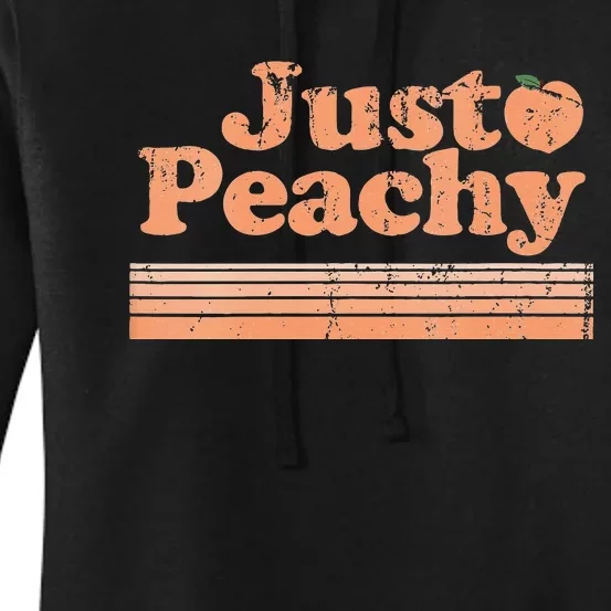 Just Peachy Retro 70s Georgia Peaches Summer Fruit Vneck Women's Pullover Hoodie