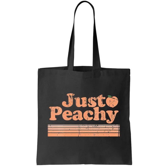 Just Peachy Retro 70s Georgia Peaches Summer Fruit Vneck Tote Bag