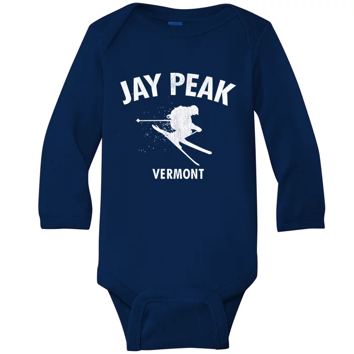 Jay Peak Skiing Gift Vermont Ski Cool Gift Baby Long Sleeve Bodysuit