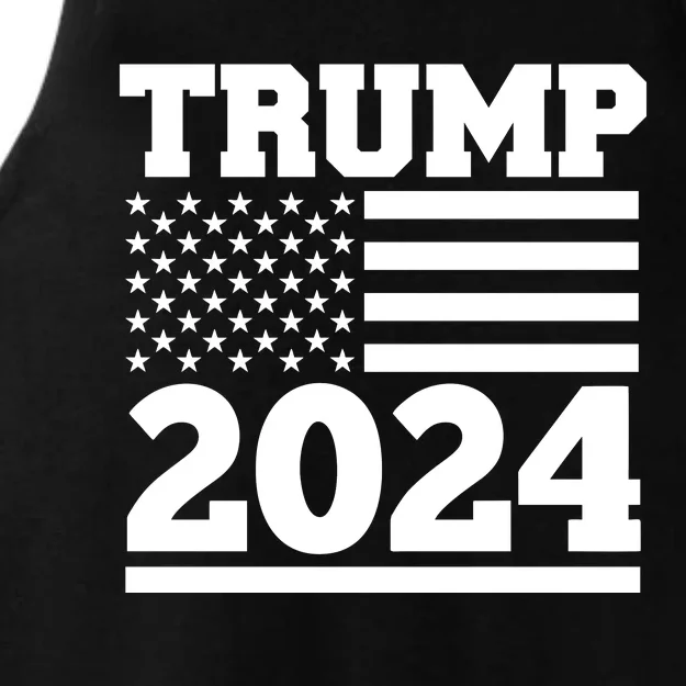 Jumbo Print Trump 2024 Usa Flag Ladies Tri-Blend Wicking Tank