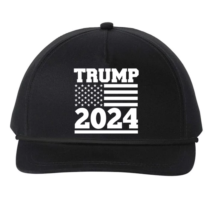 Jumbo Print Trump 2024 Usa Flag Snapback Five-Panel Rope Hat