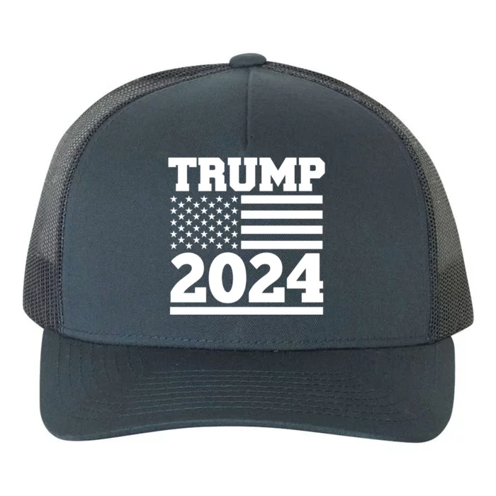 Jumbo Print Trump 2024 Usa Flag Yupoong Adult 5-Panel Trucker Hat